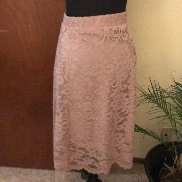 Olivia Blu Mauve Lace Scollop Skirt - Picture 1 of 3